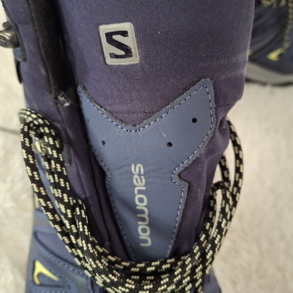 Women's Salomon X Ultra 3 Mid Gore-Tex Blue/Yellow Boots Size 10. - Picture 8 of 9